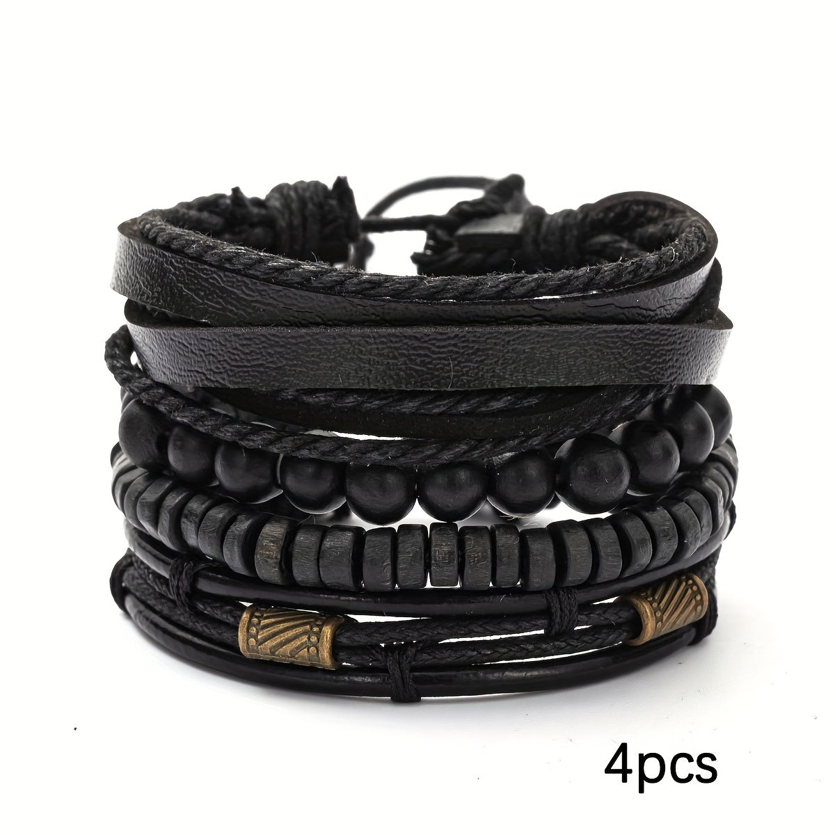 Set di Bracciali Eleganti in Pelle e Legno - Per l'Uomo Moderno