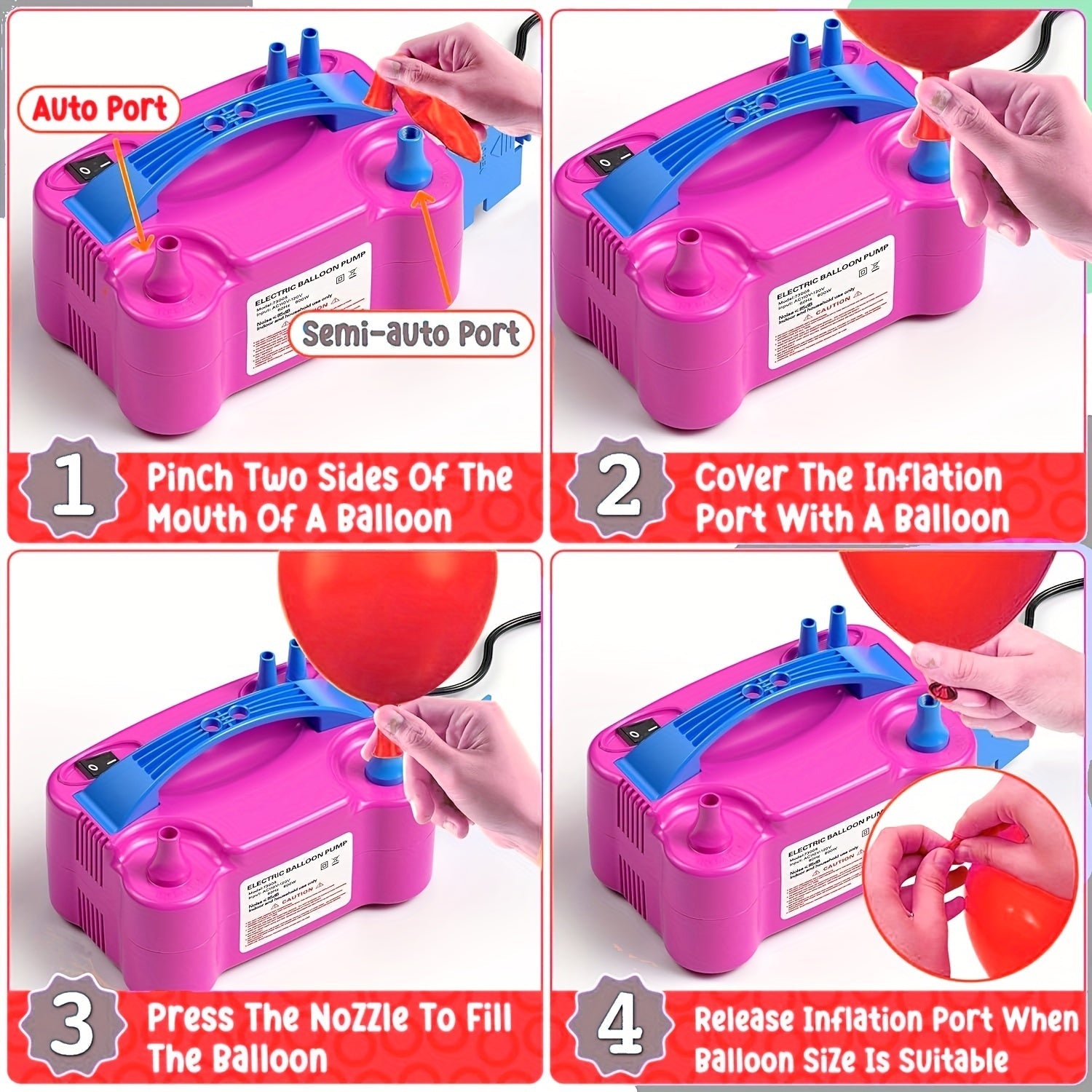 Pompa Elettrica per Palloni a Doppio Ugello – Gonfiaggio Veloce e Facile dei Palloni