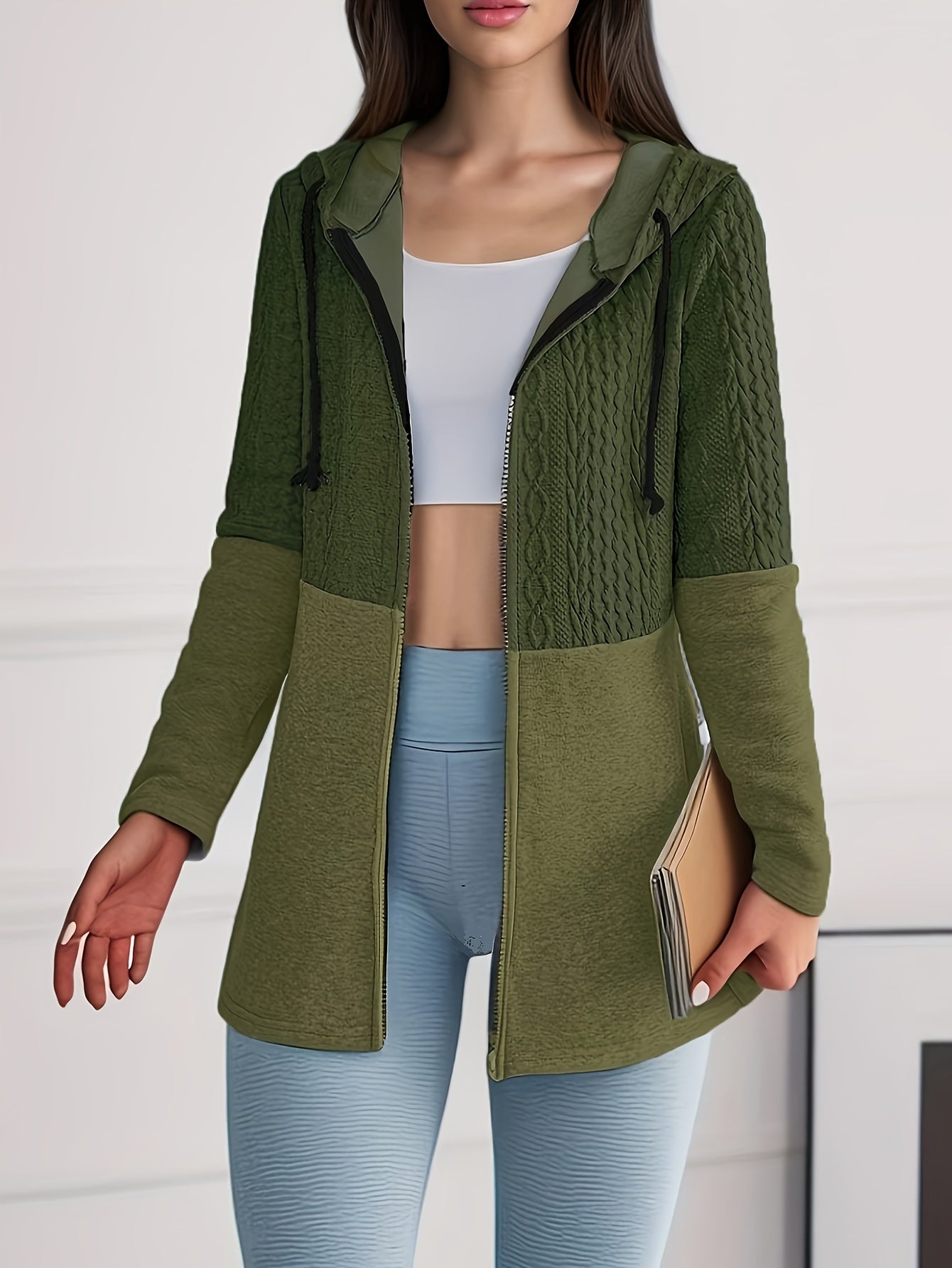 Giacca Hoodie In Maglia Luna - Elegante e Confortevole per Donne in Autunno e Inverno