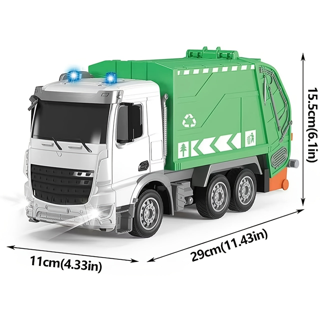 EcoTruck RC Camion della Spazzatura - Veicolo Giocattolo Realistico con Luce e Suono