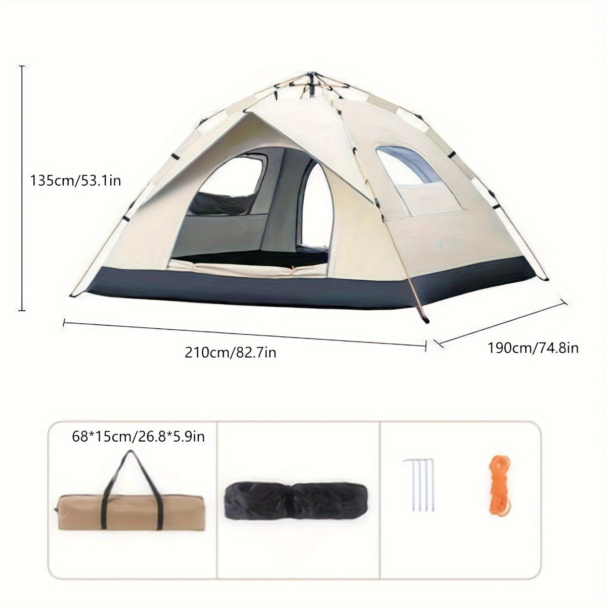 QuickCamp Tenda - Tenda a montaggio rapido con protezione UV per 4 persone