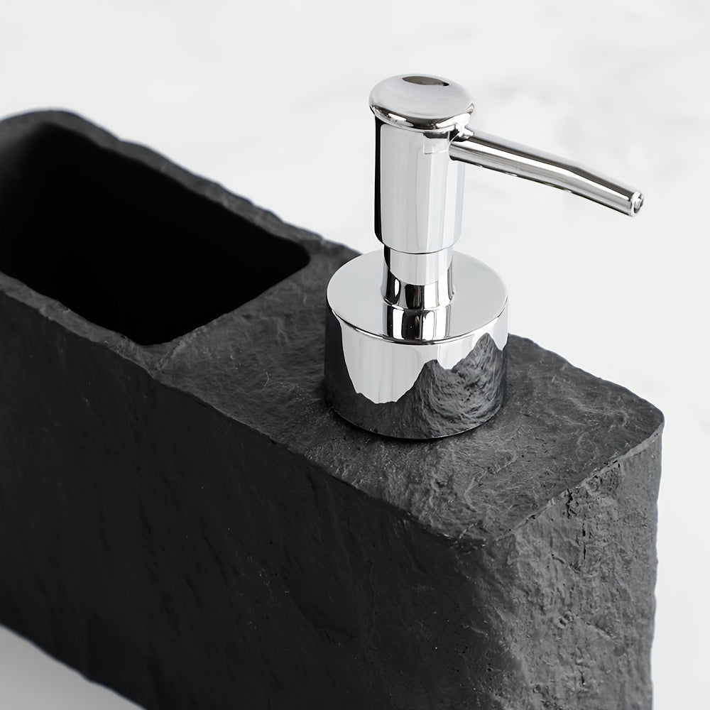 Dispenser per Sapone in Stile Pietra con Portasponda – Elegante e Pratico per Cucina o Bagno