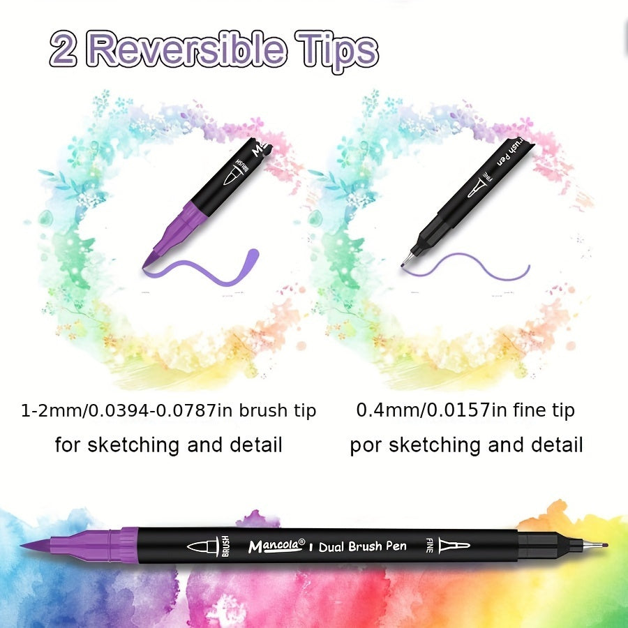 Set di 100 Pennarelli a Doppia Punta – Fineliner e Punta a Pennello Versatili per Progetti Creativi