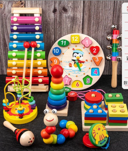 Set di Giocattoli in Legno Colorato - Giocattoli Educativi per Bambini