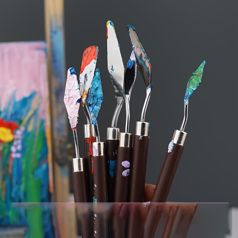 Set di 7 Spatole in Acciaio Inossidabile – Per Dipingere e Mescolare Colori