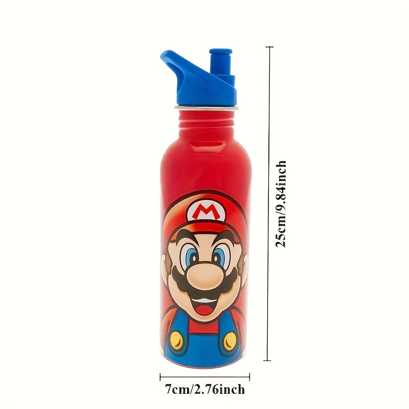 Super Mario Bottiglia d'Acqua - Bottiglia in Acciaio Inossidabile con Tappo per Bambini