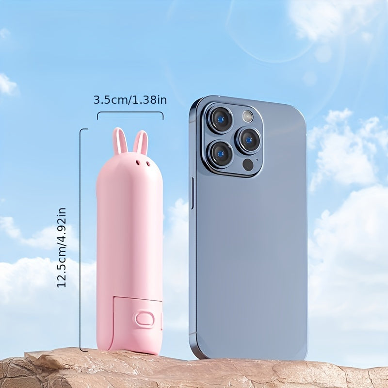 Mini Ventilatore Portatile – Ventilatore USB Ricaricabile 2-in-1 con Design a Forma di Coniglio per Viaggi e Estate