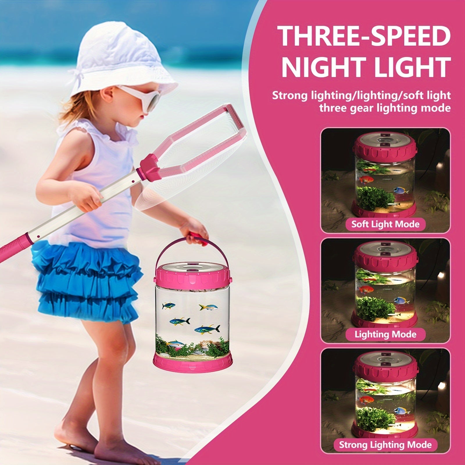 Set da Spiaggia per Bambini – Completo di Secchiello Pieghevole, Paletta e Rete per Esplorazione all'Aperto