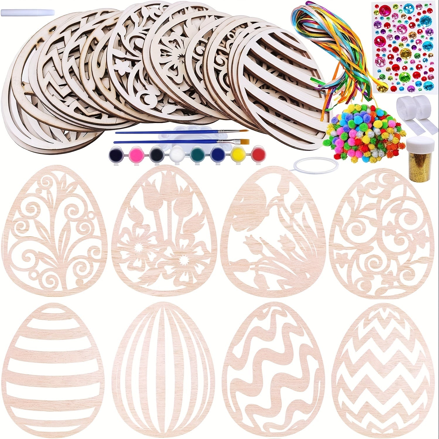 Kit di Fai-da-Te per Uova di Pasqua – Decora le Tue Colorate Uova di Legno per Pasqua