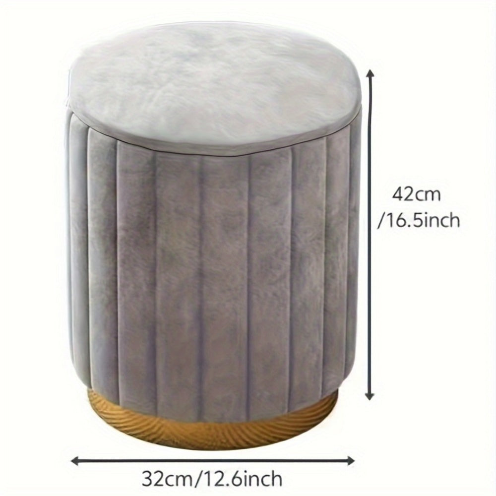 Nordic Chic Pouf da Stivaggio – Pouf Rotondo Elegante con Spazio di Archiviazione e Finitura a Specchio