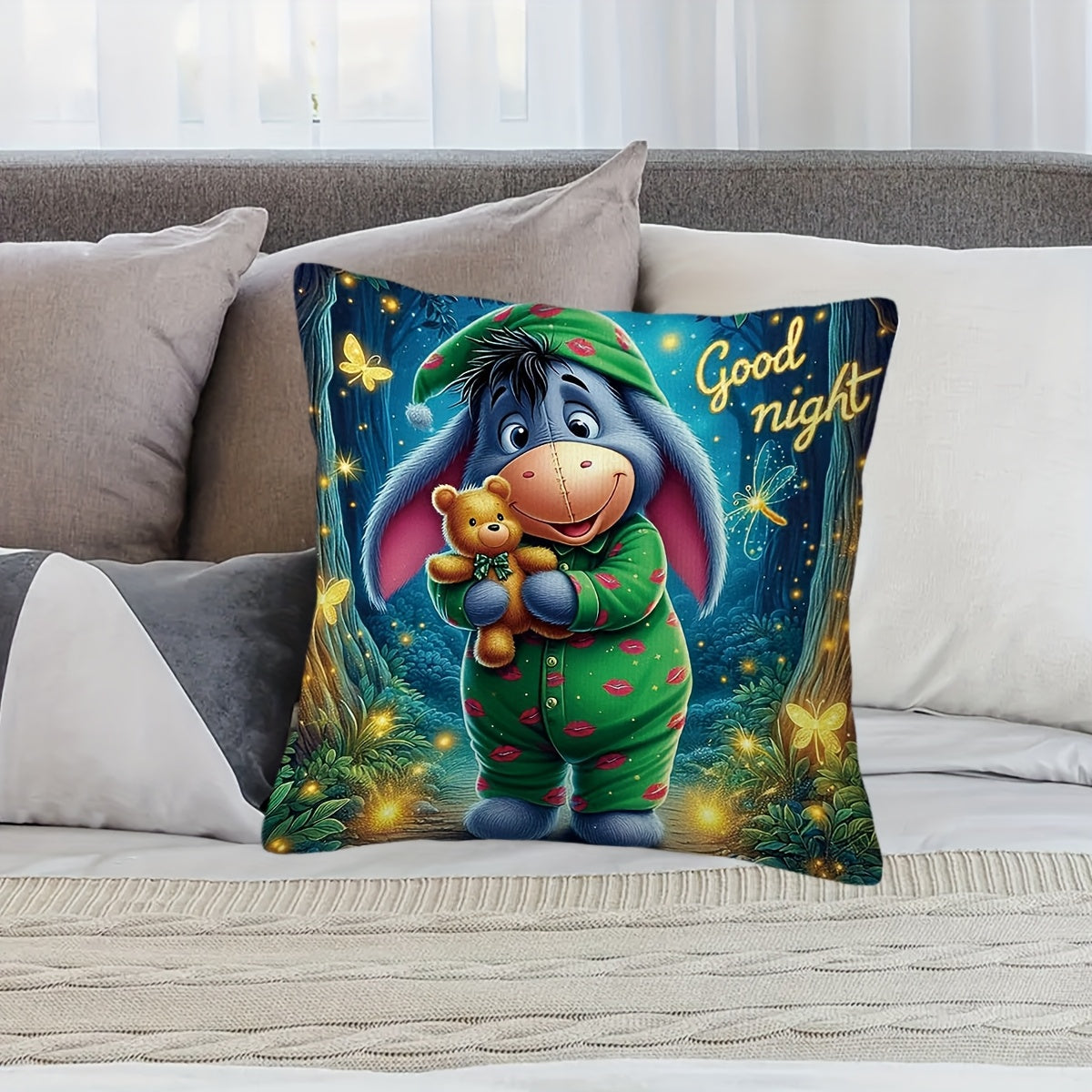 Copripiumino Eeyore in Peluche - Design Giocoso Doppio Senso con Cerniera per Soggiorno e Camera da Letto