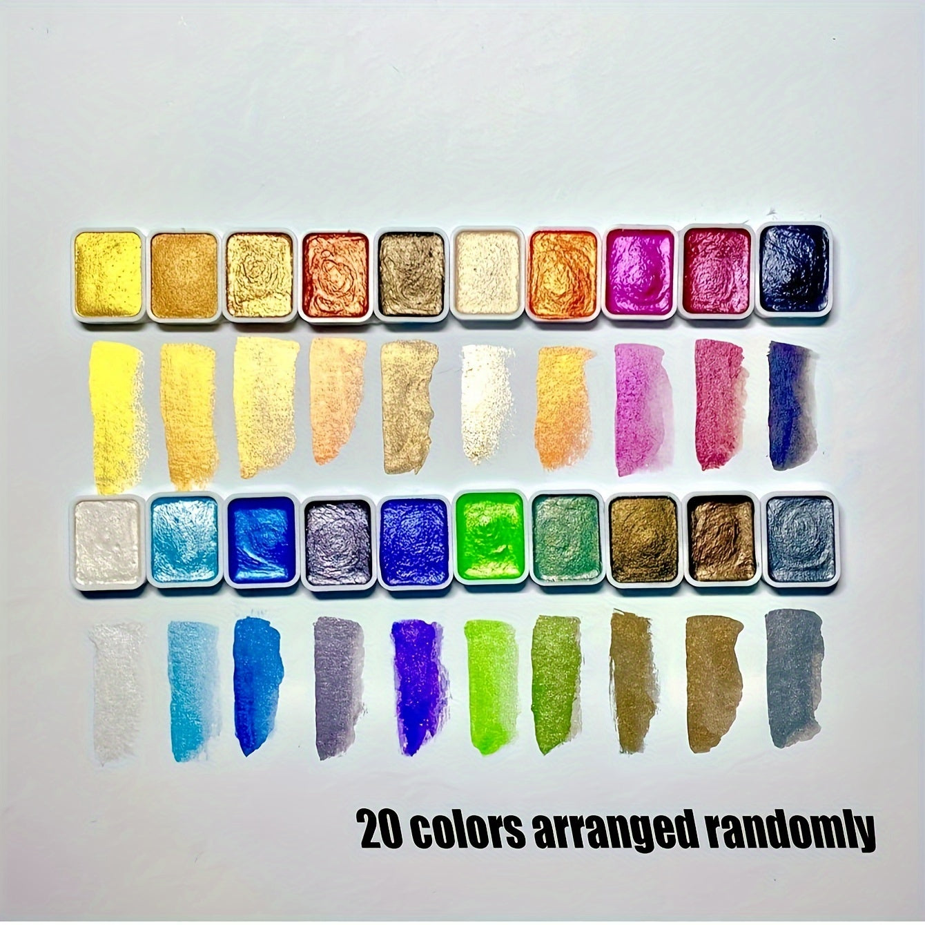 Set di Acquerelli Perlati – 20 Colori in Forma Solida per Pittura e Calligrafia