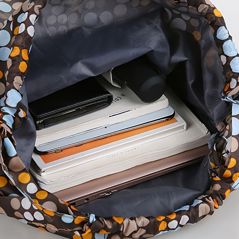 Zaino Geometrico in Nylon con Chiusura a Corda – Perfetto per Viaggi e Attività Sportive