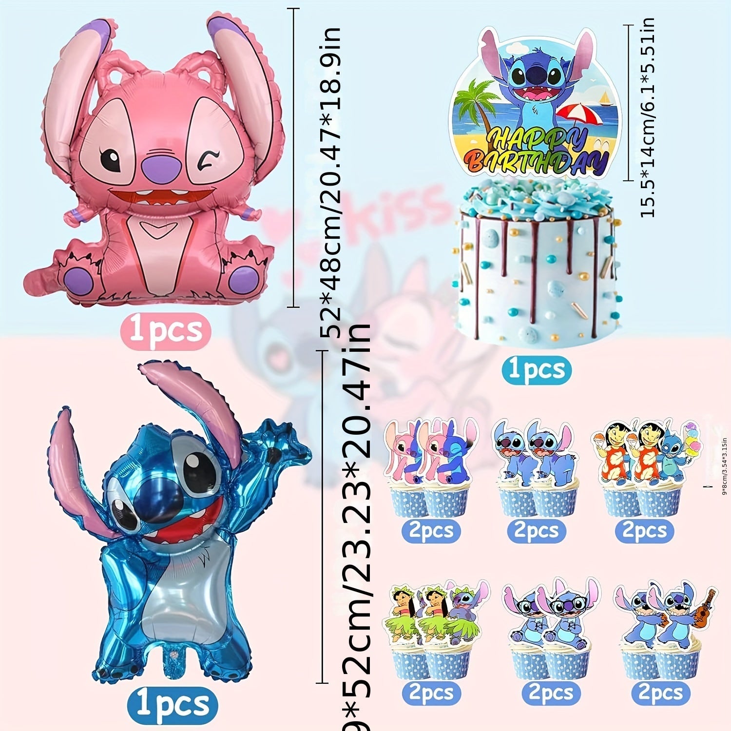 Lilo & Stitch Set di Compleanno - Pacchetto Completo per Feste per Bambini con Palloncini e Decorazioni