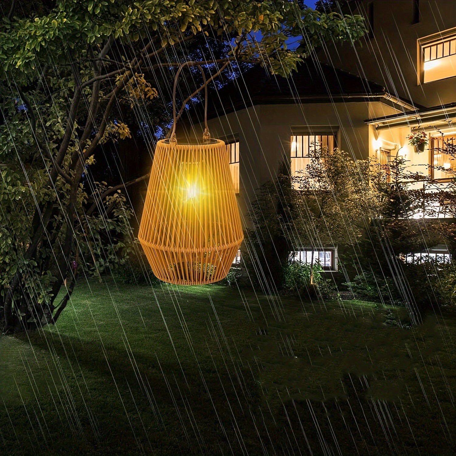 Set di Lampade a Sospensione Solari Boho – Lanterne in Rattan Sostenibili per Giardino e Balcone