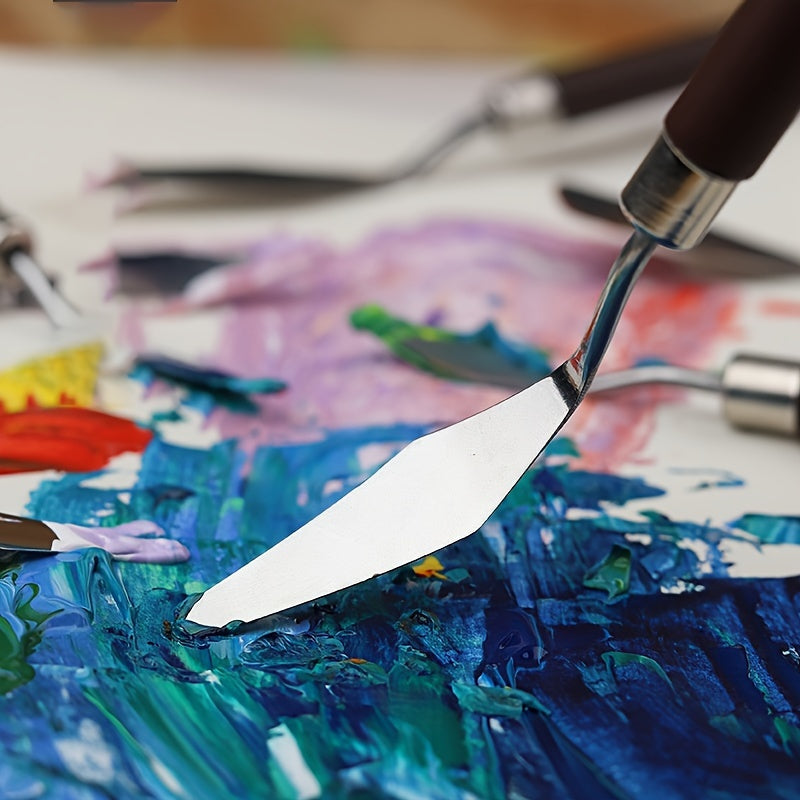 Set di 7 Spatole in Acciaio Inossidabile – Per Dipingere e Mescolare Colori