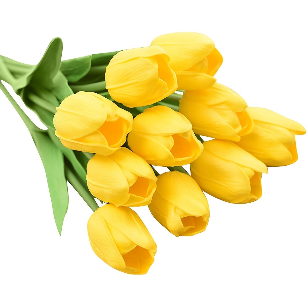 Set di 10 Tulipani Bianchi Artificiali – Perfetti per Matrimoni, Fotografia e Decorazione d'Interni