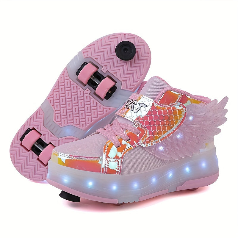 Scarpe da Pattinaggio Luminescenti con Ali – Ricaricabili via USB per Ragazze e Adolescenti