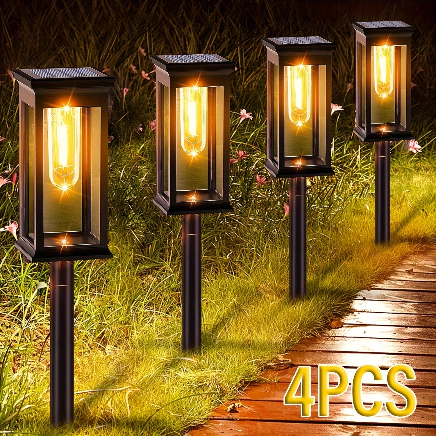 Set di 4 Lampade da Giardino Solari – Sostenibili e Luminosi per Giardini e Viali