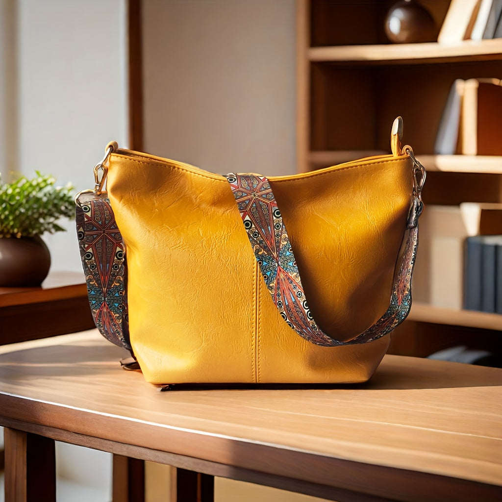 Borsa Geometrica Larga – Crossbody ad Alta Capacità con Vibe Retro
