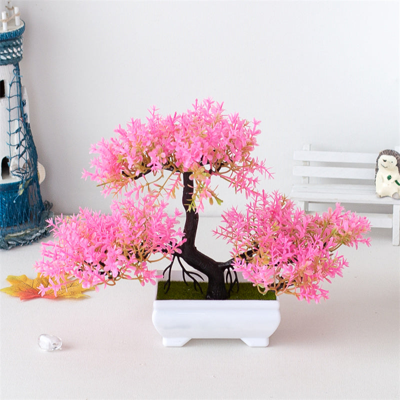 BlossomBonsai Albero Artificiale – Mini Bonsai Realistico con Fiori Rosa
