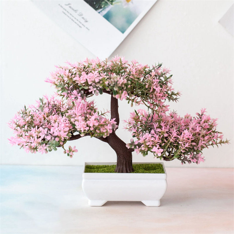 BlossomBonsai Albero Artificiale – Mini Bonsai Realistico con Fiori Rosa