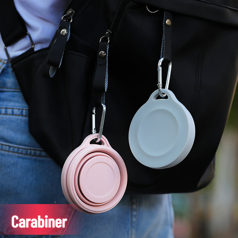 Bicchiere Pieghevole in Silicone con Moschettone - Bicchiere Portatile e Durevole per Attività all'Aperto e Campeggio