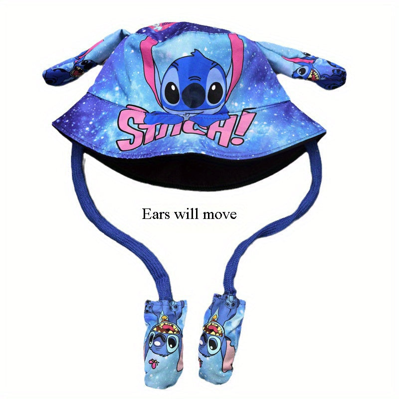 Cappello da Pescatore con Orecchie Mobili per Bambini – Design Carino di Stitch