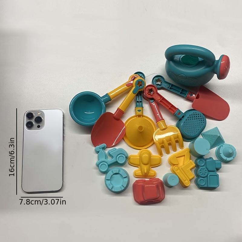 Set di Giocattoli da Spiaggia e Neve da 18 Pezzi – Completo di Secchiello, Paletta e Strumenti Divertenti per Giocare Creativamente