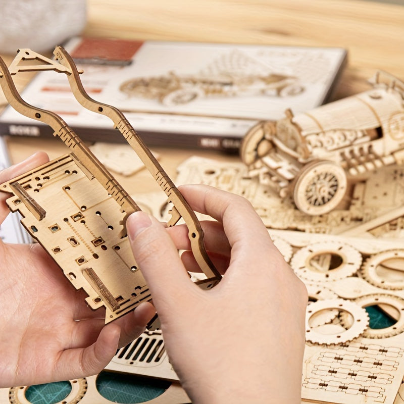 Puzzle Auto Vintage 3D in Legno – Modello Meccanico con Ingranaggi e Design Dettagliato