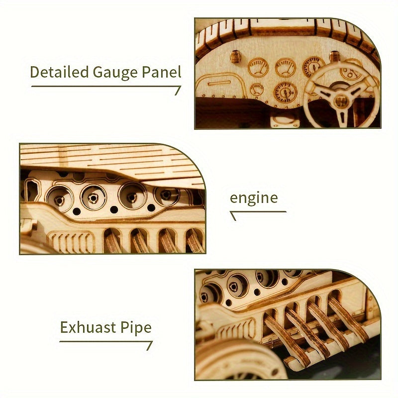Puzzle Auto Vintage 3D in Legno – Modello Meccanico con Ingranaggi e Design Dettagliato