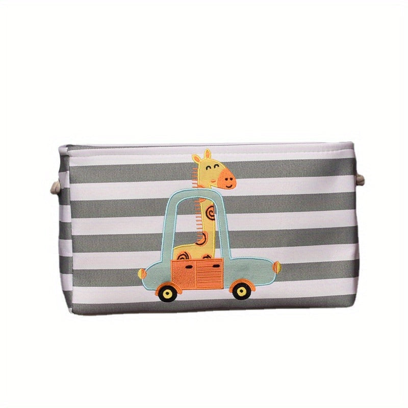 Cestino per Giocattoli e Vestiti – Design Cartone di Leone e Giraffa