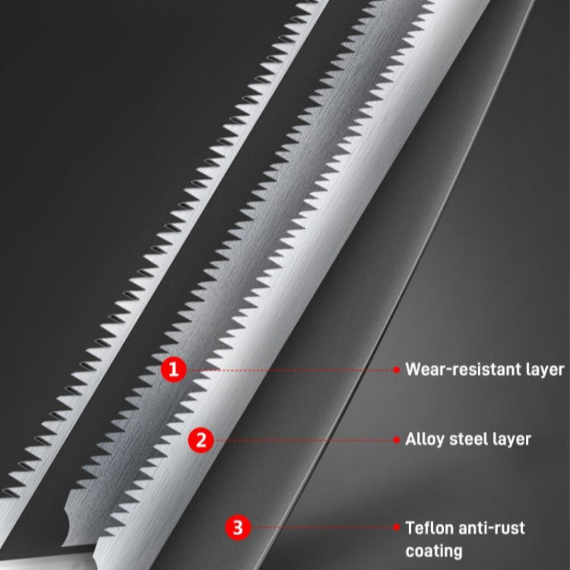 Seghetto Pieghevole Estensibile a 360° - Robusto ed Efficiente per Giardinaggio e Campeggio