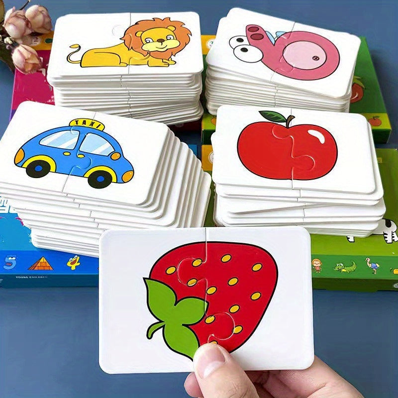 Set di Puzzle Educativi per Bambini – 16 Pezzi con Immagini Divertenti di Professioni, Veicoli e Verdure