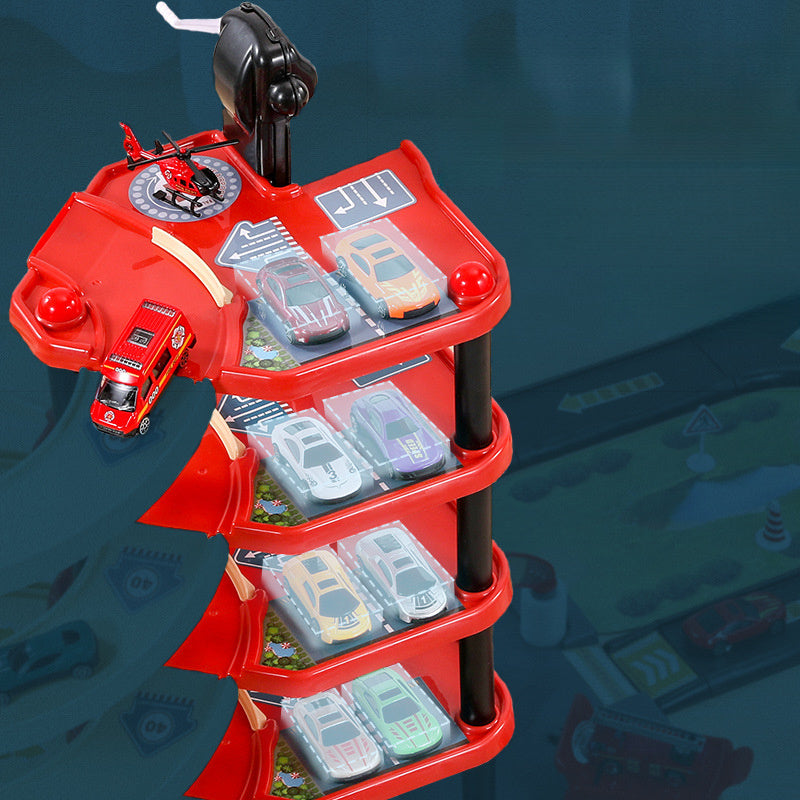 FirePark Garage Giocattolo - Più Piani con Autobotti e Segnali Stradali