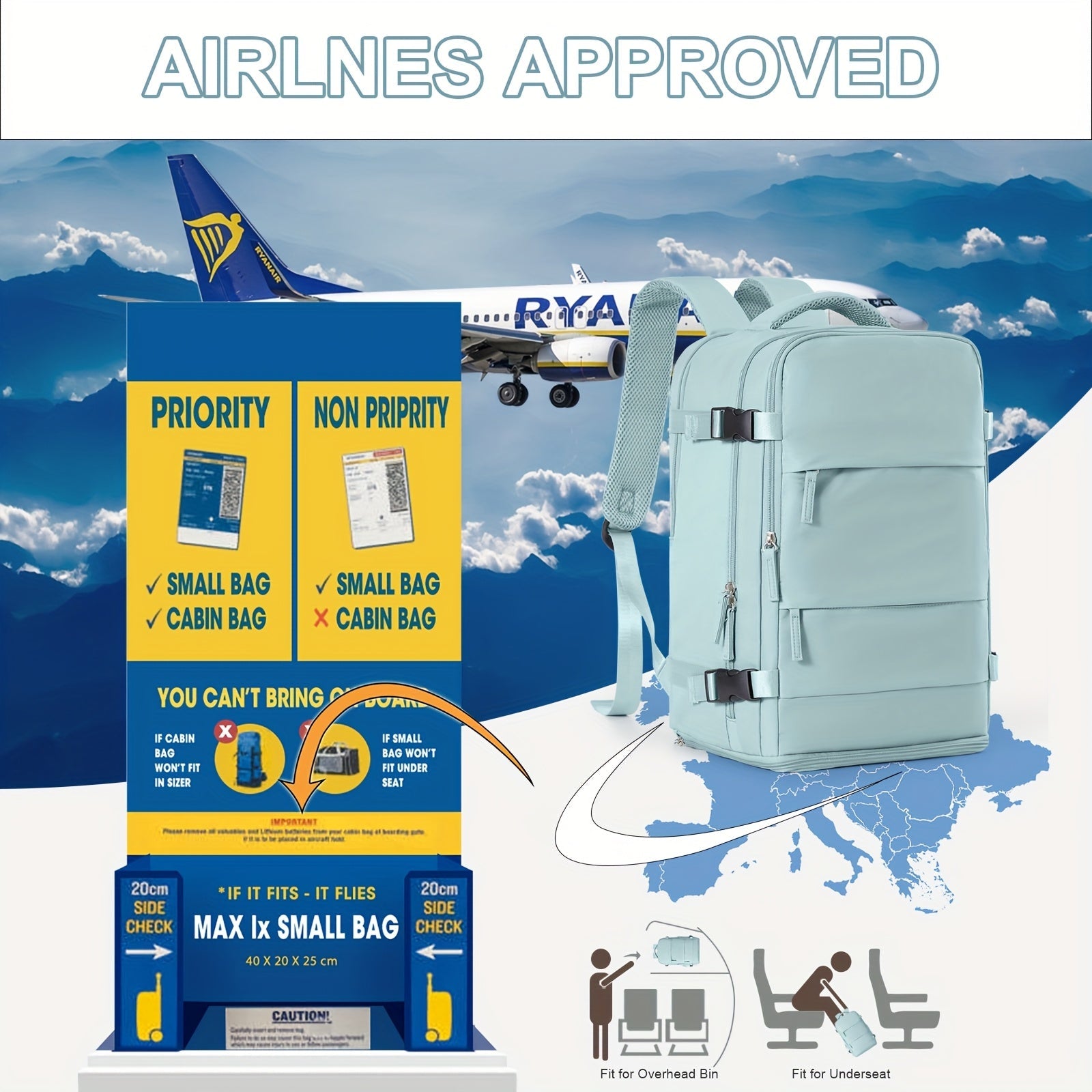 Zaino Multifunzionale da Viaggio e da Giorno con Scomparto per Scarpe e Compartimenti Impermeabili