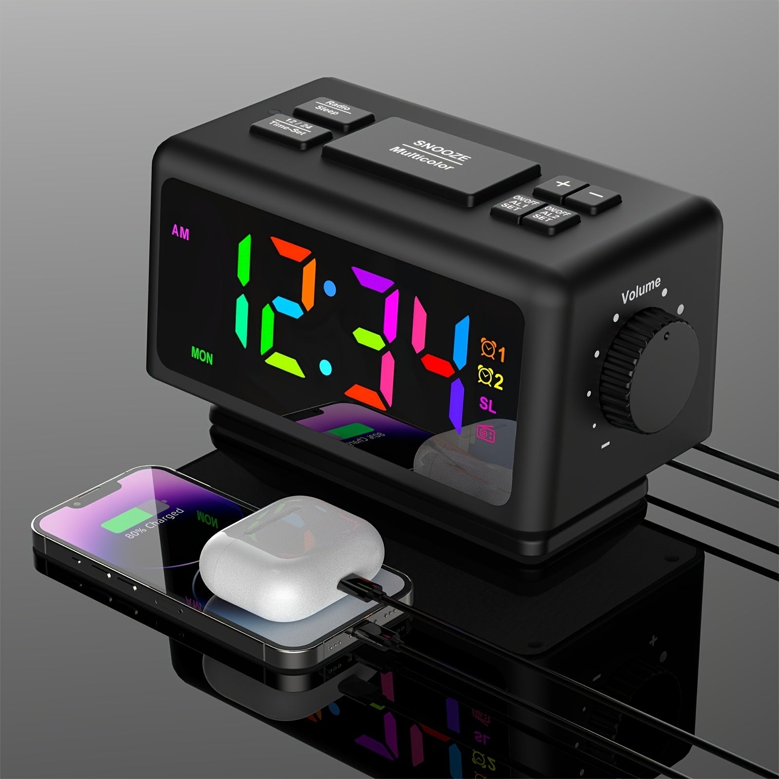 Orologio Sveglia RGB con Display LED e Funzione Radio – Orologio Trendy per la tua Stanza