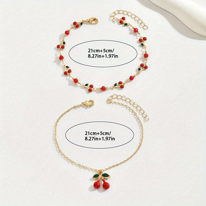 Set di Braccialetti alla Caviglia CherryTwist – Fresco e Trendy