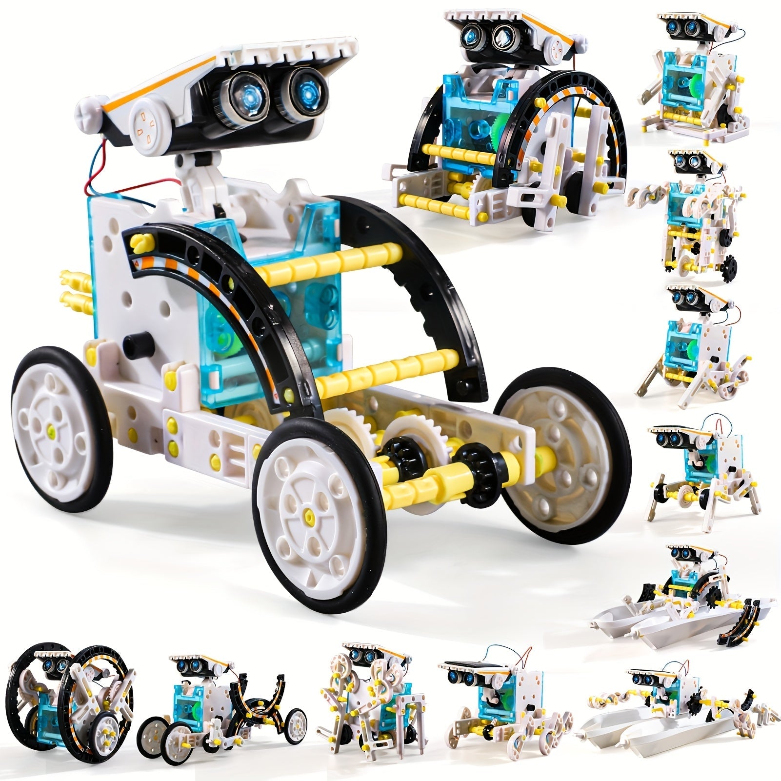 Solar Robo Builder - Giocattolo educativo da costruzione 12-in-1 con energia solare