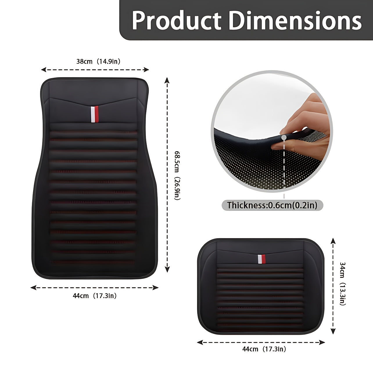 Set di 4 Tappetini per Auto Striati – Antiscivolo e Resistente alle Macchie per Tutte le Stagioni