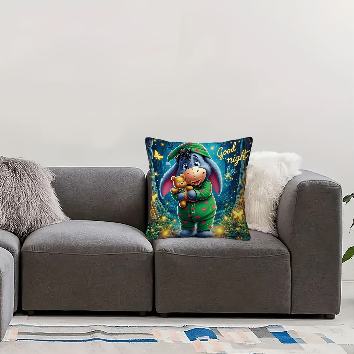 Copripiumino Eeyore in Peluche - Design Giocoso Doppio Senso con Cerniera per Soggiorno e Camera da Letto