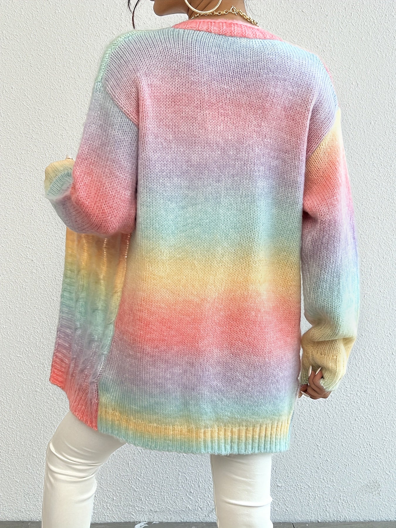 Cardigan Aperto con Gradiente Pastello – Elegante e Confortevole per Autunno e Primavera