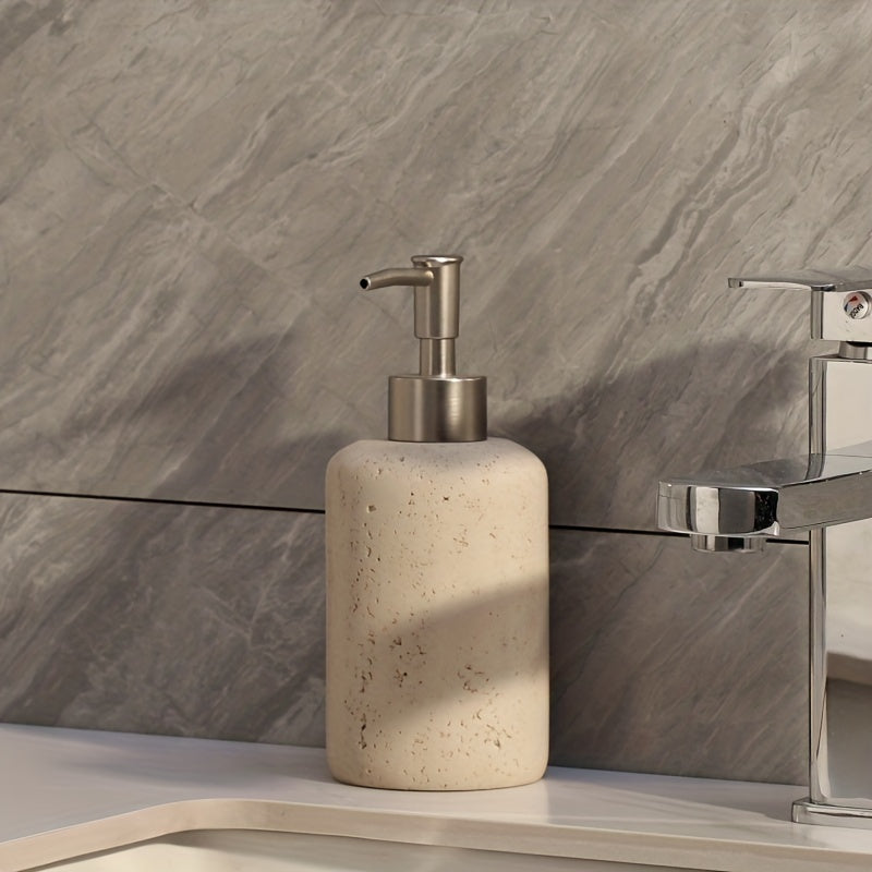 Dispenser per Sapone in Marmo – Dispenser di Resina di Lusso con Pompa in Acciaio Inossidabile per Bagno o Cucina
