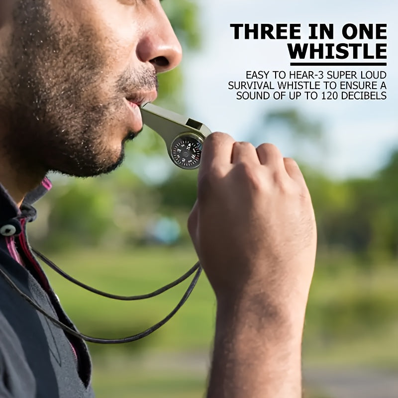 Fischietto di Emergenza con Bussola e Termometro – Design Sostenibile e Galleggiante per Avventure di Sopravvivenza e Outdoor