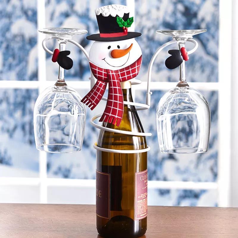 Porta Calici Festivi – Design Babbo Natale & Pupazzo di Neve per Tavole Festive