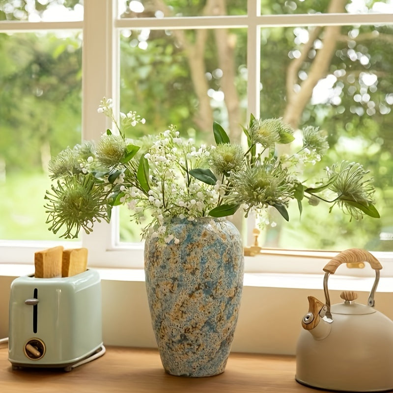 Vaso Ceramico Vintage Unico – Fatto a Mano in Terracotta Blu per un Aspetto Autentico