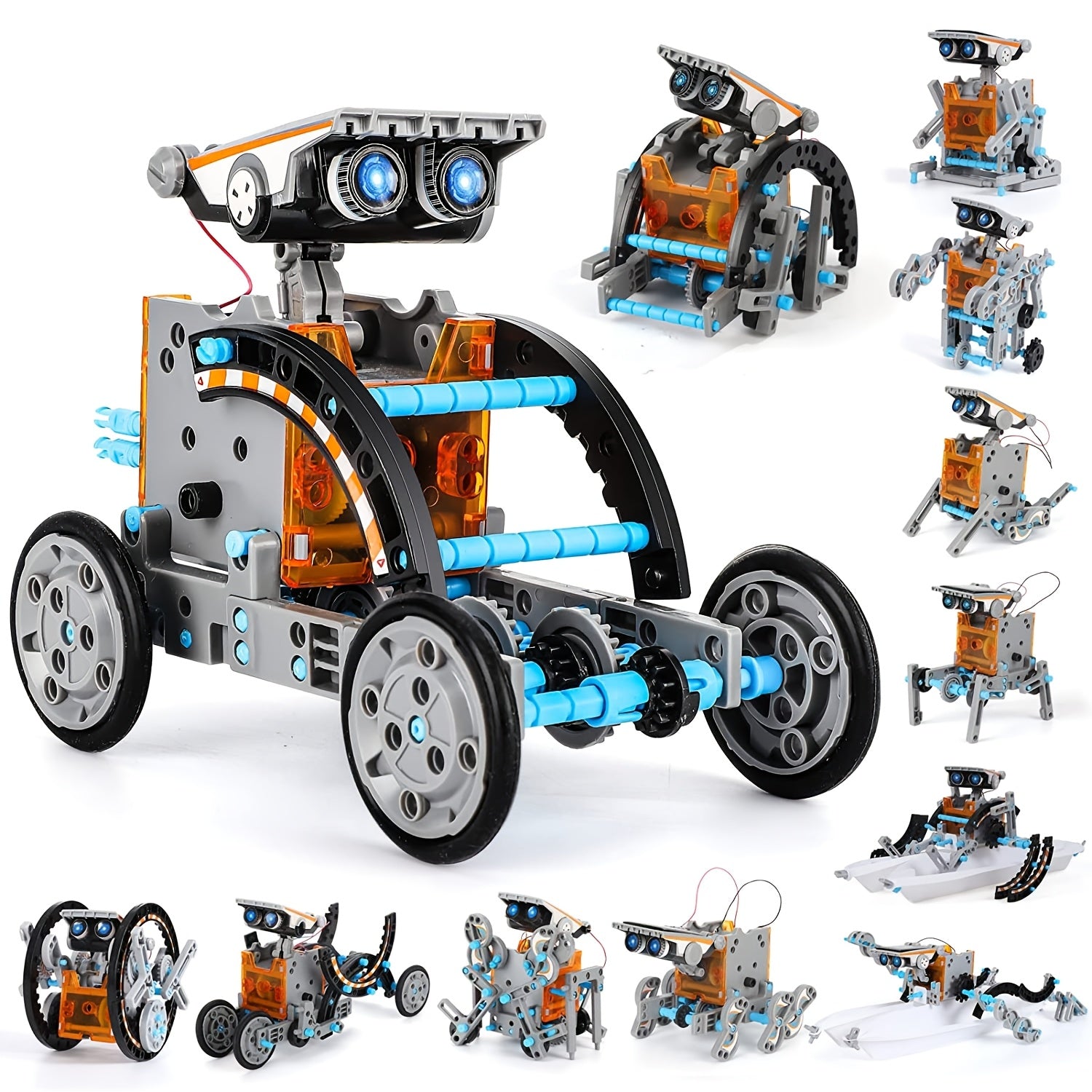 Solar Robo Builder - Giocattolo educativo da costruzione 12-in-1 con energia solare