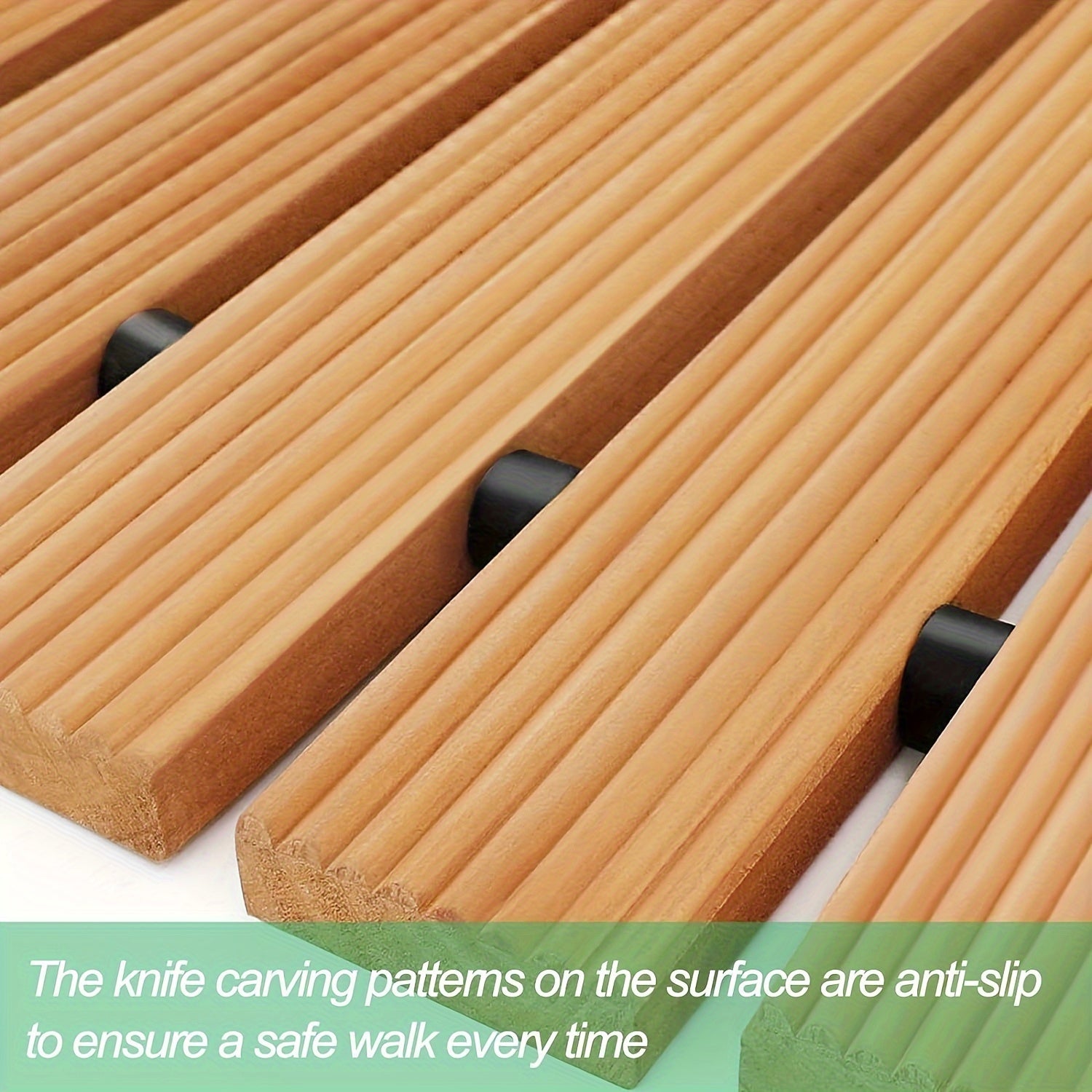 Tappetino da Giardino in Legno Rullabile – Tappeto Sostenibile per Esterni con Protezione Antiscivolo