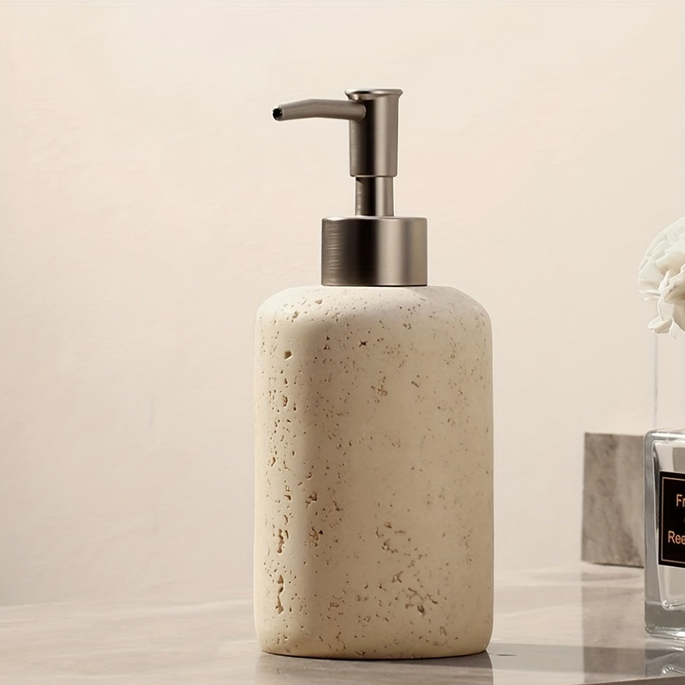 Dispenser per Sapone in Marmo – Dispenser di Resina di Lusso con Pompa in Acciaio Inossidabile per Bagno o Cucina