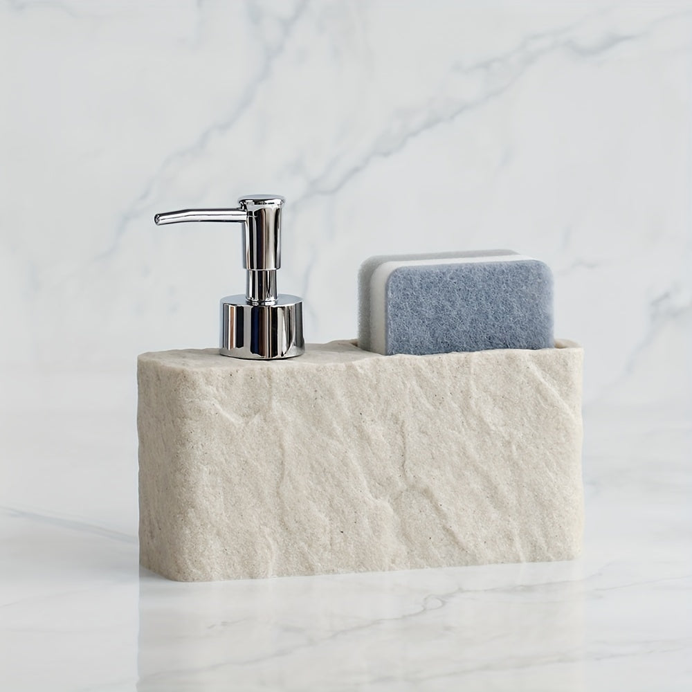 Dispenser per Sapone in Stile Pietra con Portasponda – Elegante e Pratico per Cucina o Bagno